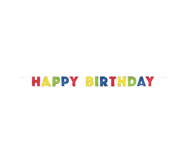 Silver Foil & Rainbow Happy Birthday Banner7.25 ft