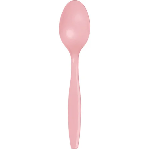 Solid Plastic Reusable Party Spoons - 6.75" - Pink - Club Pack of 288