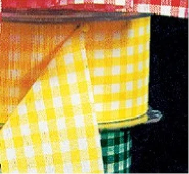 Yellow and White Gingham Cut Edge Craft Ribbon 0.5" x 198 Yards