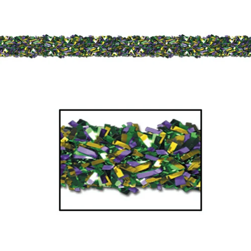 12 Count Metallic Purple, Green & Gold Foil Tinsel Christmas Garlands 15' - Unlit