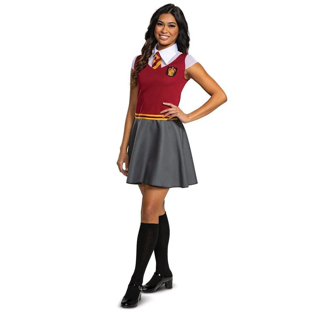 Harry Potter Gryffindor Dress for Adults, Red & Grey Dress with Neck Tie