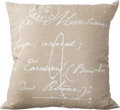 18" Brown and White Printed Square Throw Pillow