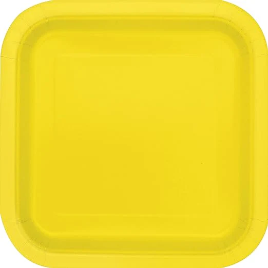 Yellow Square Paper Dinner Plates