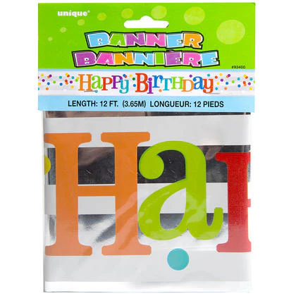 Foil Rainbow Dots Happy Birthday Banner