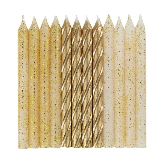 Gold & Glitter Spiral Birthday Candles