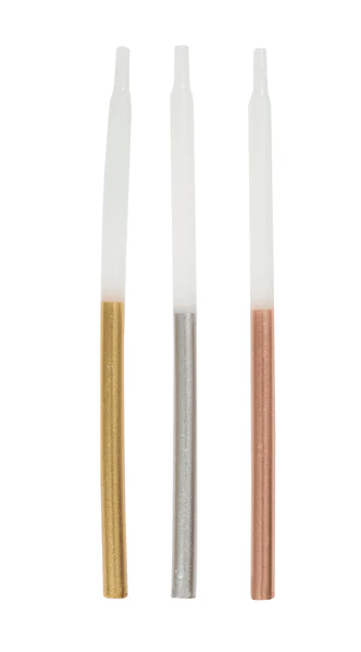 Metallic Gold, Silver and Bronze Dipped Birthday Candles