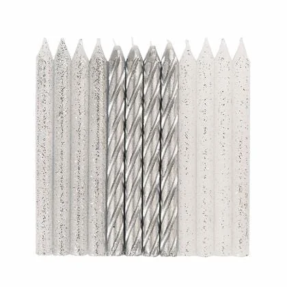 Silver & Glitter Spiral Birthday Candles