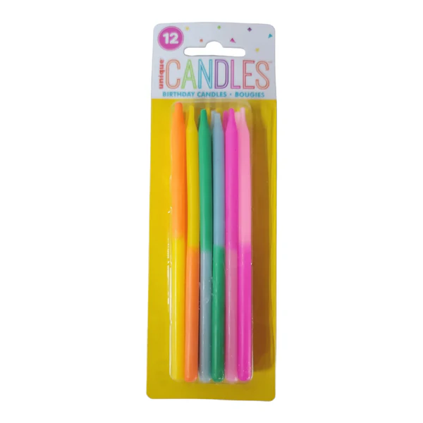 Two-Color Spiral Birthday Candles 5" - Assorted, 12ct
