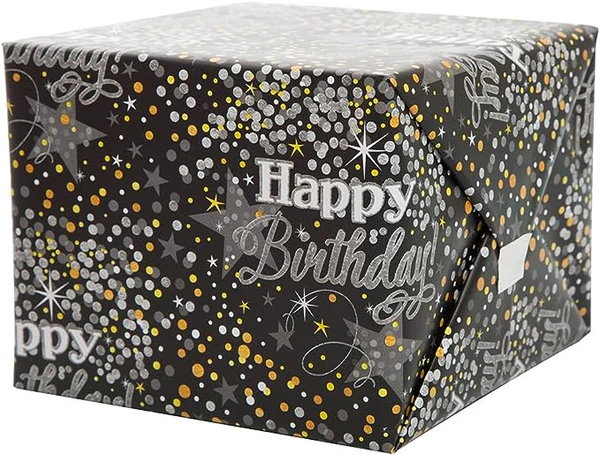 Silver Glittering Birthday Wrapping Paper