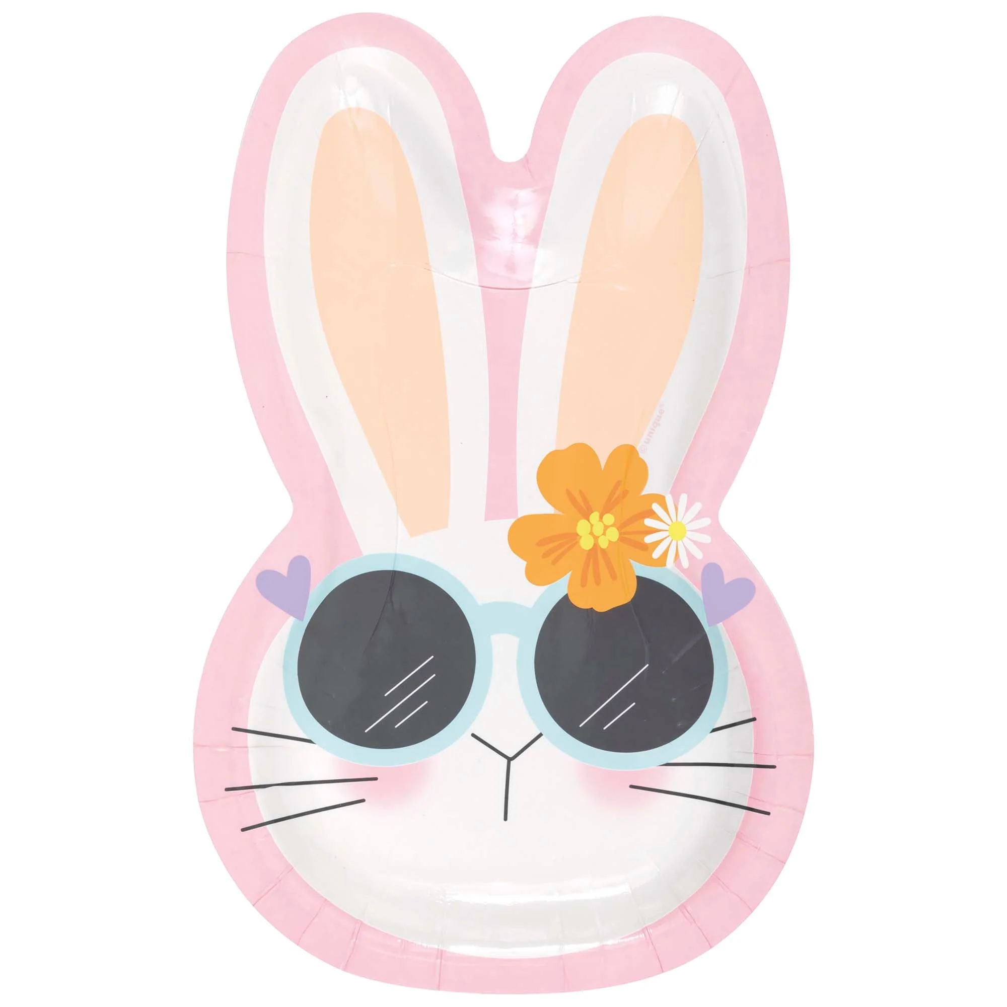 Cool Bunny Large Rabbit Head Shaped Lunch Paper Plates, 9 Inches, 8 Count