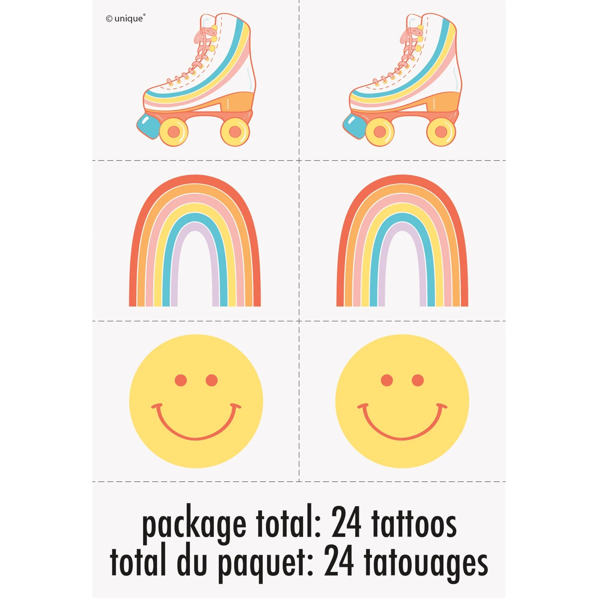 Feelin' Retro Birthday Temporary Tattoo Sheets, 4 Sheets, 24 Count