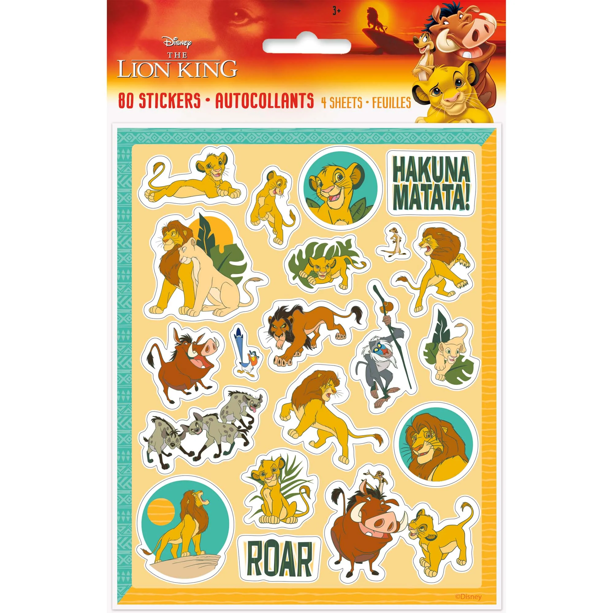 Disney Lion King Sticker Sheet Favours, 4 Count