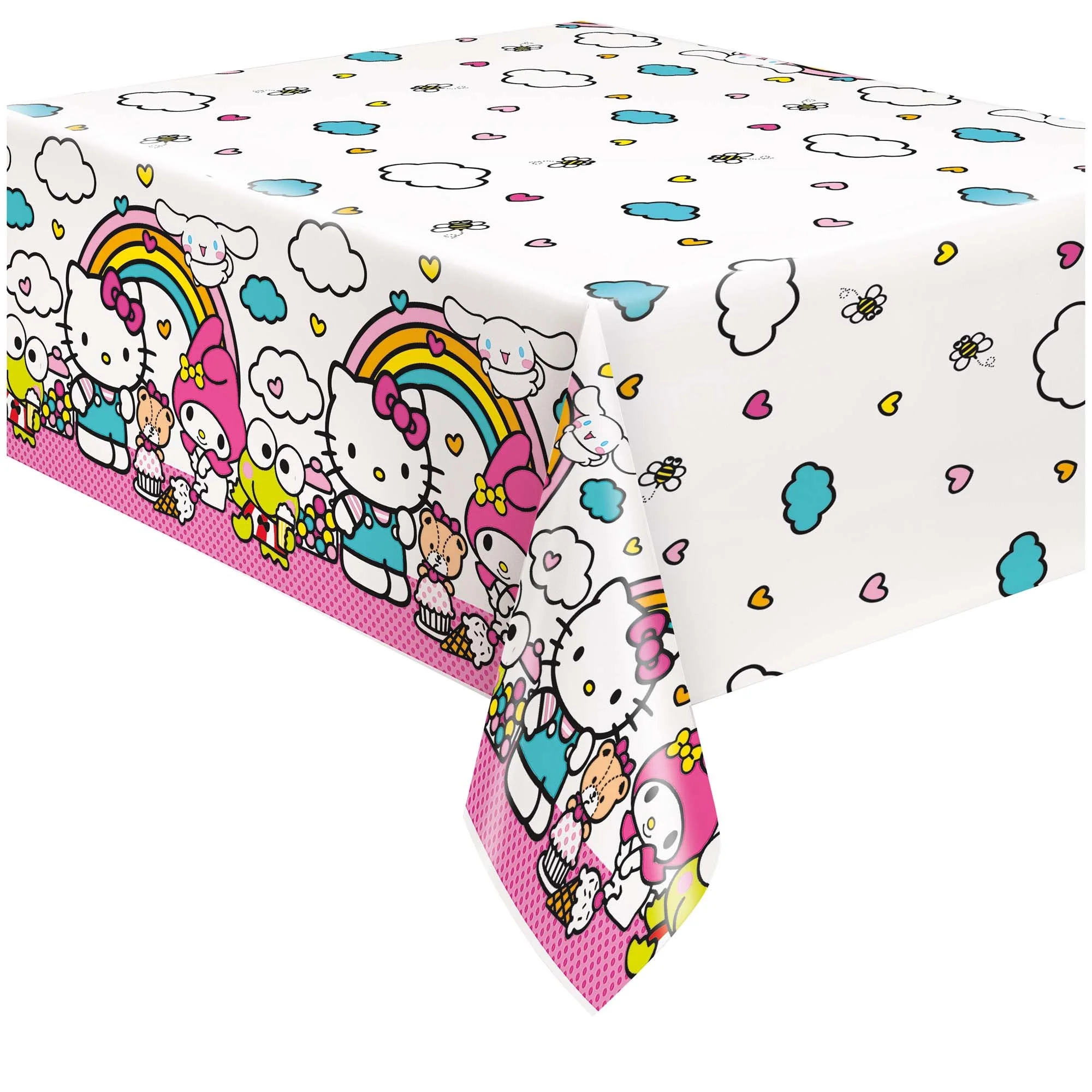 Hello Kitty and Friends Birthday Rectangular Plastic Table Cover, 54 x 84 Inches, 1 Count