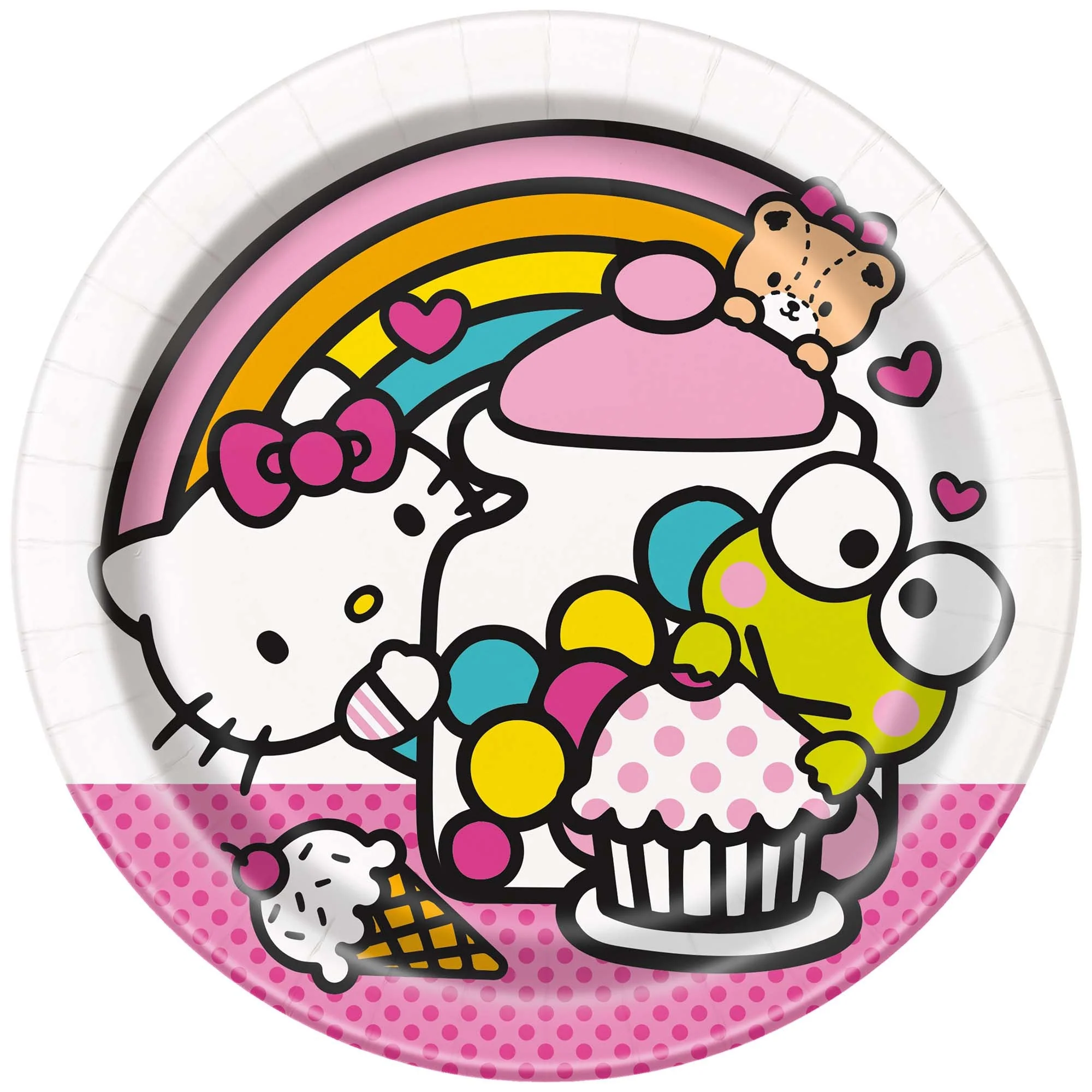 Hello Kitty and Friends Birthday Small Round Dessert Paper Plates, 7 Inches, 8 Count