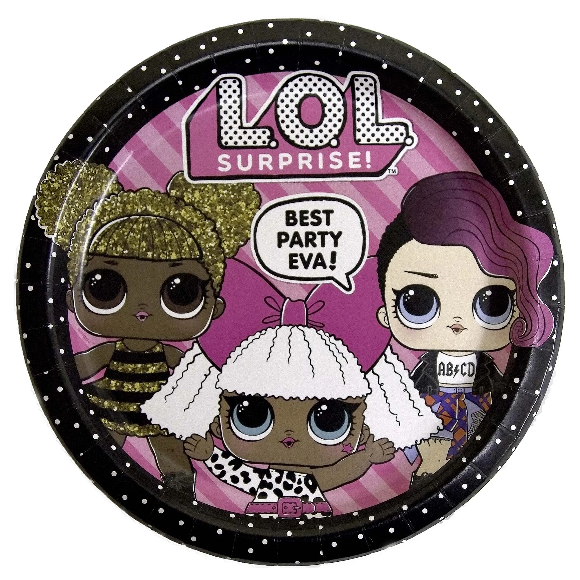 LOL Surprise Birthday Large Round Lunch Paper Plates, 9 Inches, 8 Count