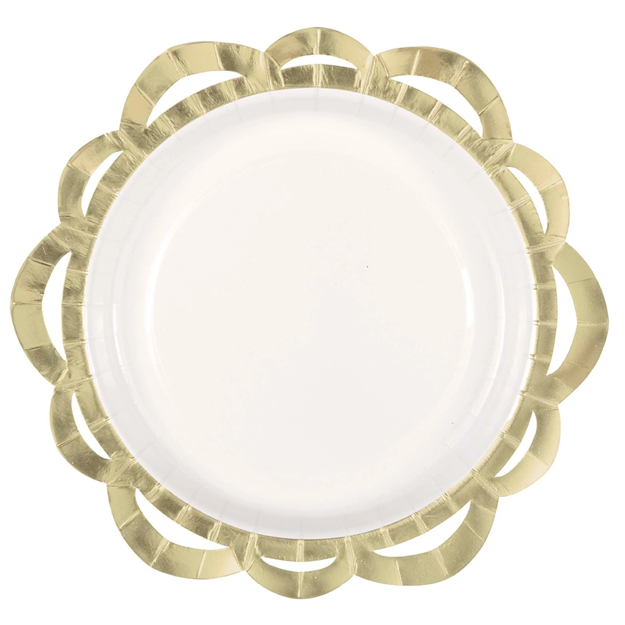 Elegant Valentine Large White Flower Shaped Lunch Paper Plates, 9 Inches, 8 Count
