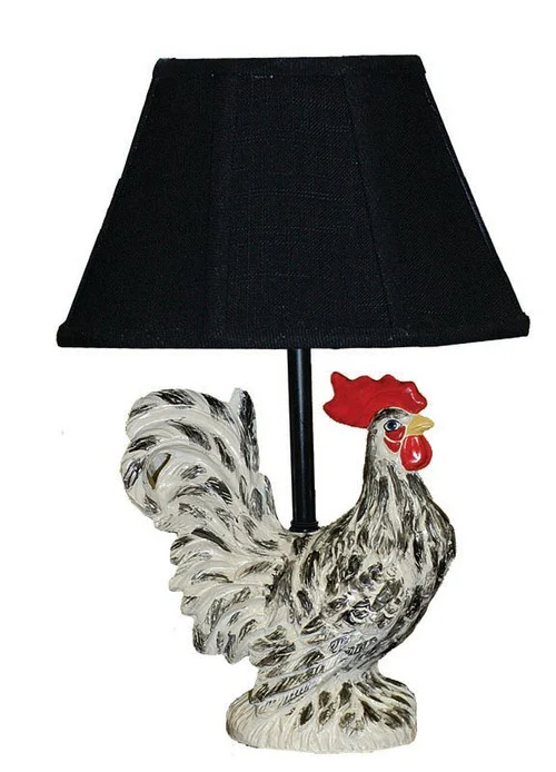 13" Tucker Rooster Table Lamp with Black Fabric Shade