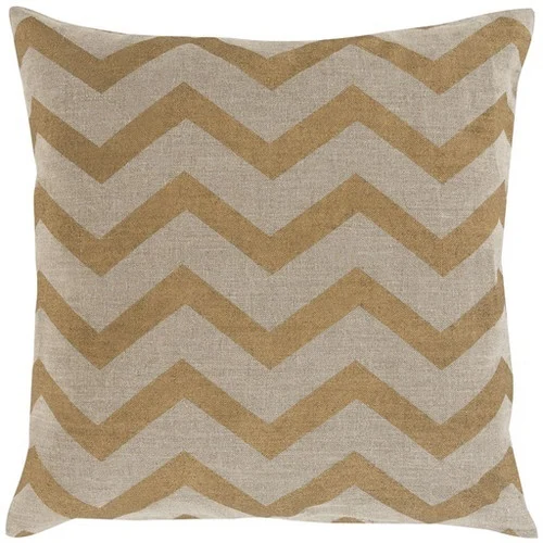 18" Gold and Tan Contemporary Geometric Square Throw Pillow - Down Filler