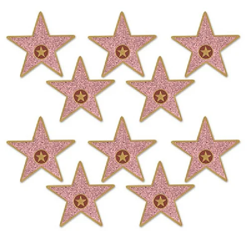 240-Piece Pink and Red Walk of Fame Inspired Mini Star Cutouts Party Decors 5"