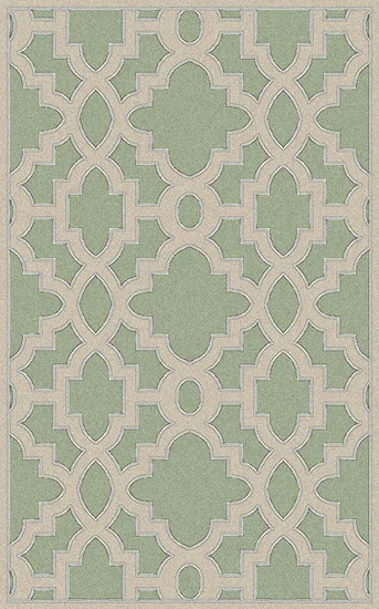 8' x 11' Mantis Green and Worn Parchment Hand Tufted New Zealand Wool Area Throw Rug