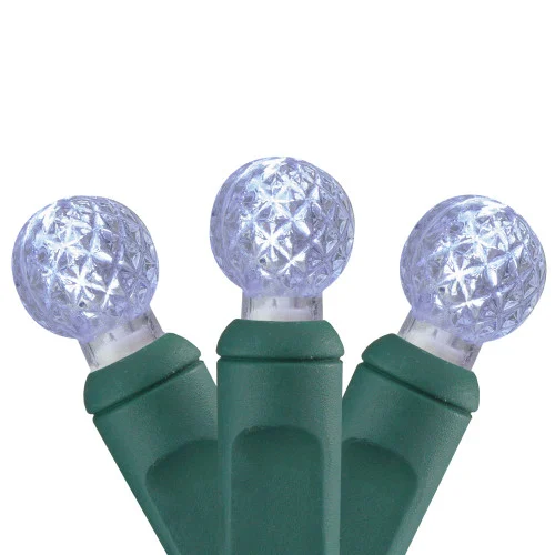 100 White LED G12 Berry Christmas Lights - 33 ft Green Wire