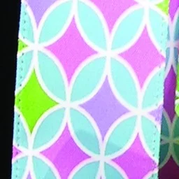 Blue and Pink Retro Psychedelic Print Wired Craft Ribbon 1.5" x 40 Yards