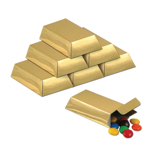 Club Pack of 144 Gold Pirate or Western Theme Nugget Bar Party Favor Treat Boxes 3"