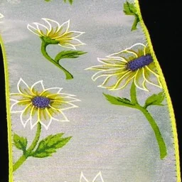 Yellow and Green Daisy Wired Craft Ribbon 3" x 40 Yards