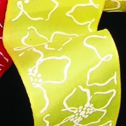 Yellow and White Floral Print Wired Craft Ribbon 1.5" x 27 Yards